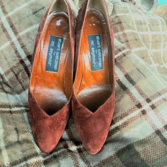 Vintage Genuine Suede Snakeskin Heels / Pumps - Picture 3 of 5